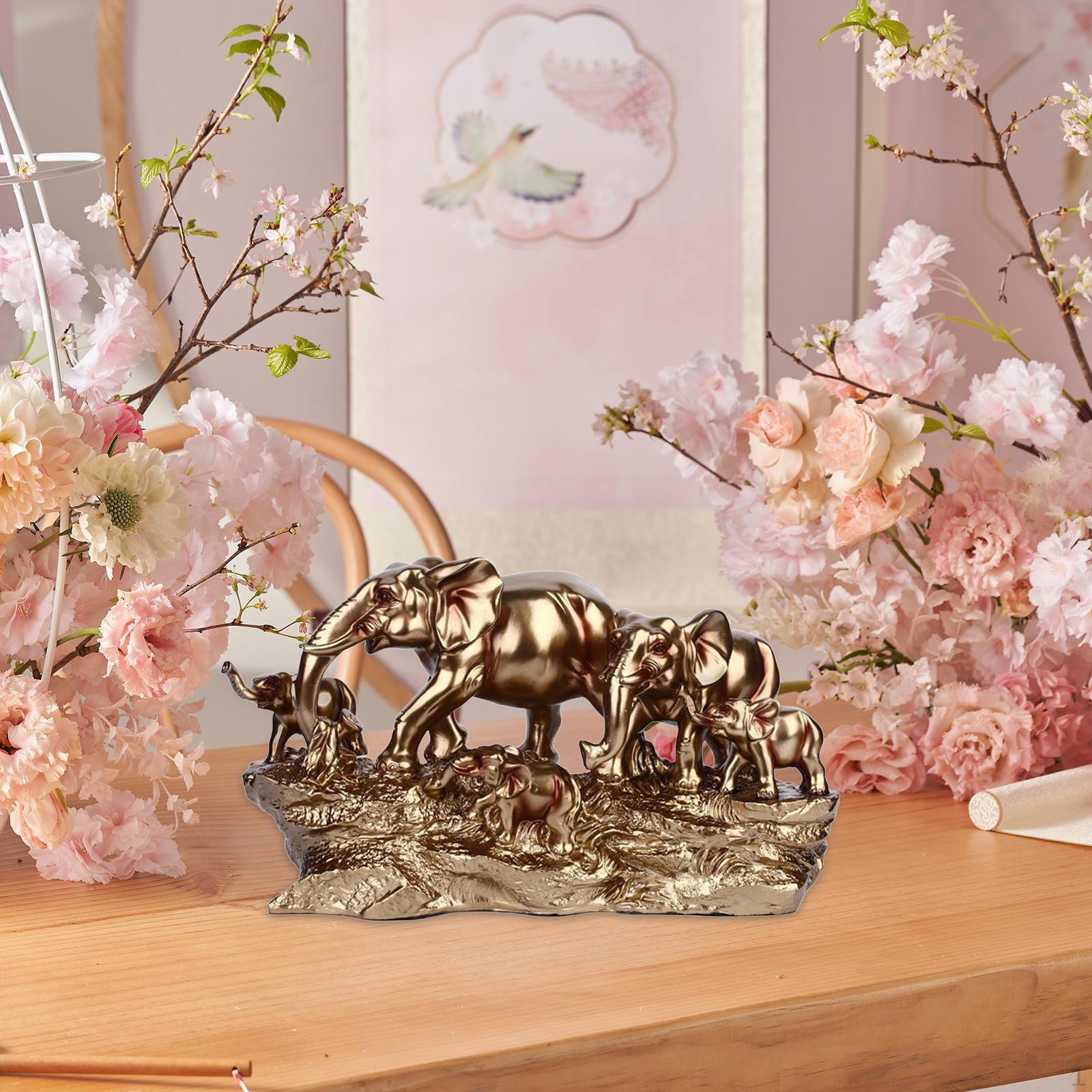 

Статуя слона, скульптура животного, художественное ремесло, украшение, современная фигурка из смолы по фэншуй Family of five