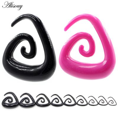Alisouy 2 adet 1.6-10mm Düzensiz Üçgen Akrilik Spiral Kulak Tünelleri Fişler Genişletici Sedye Küpe Göstergeler Vücut piercing Takı