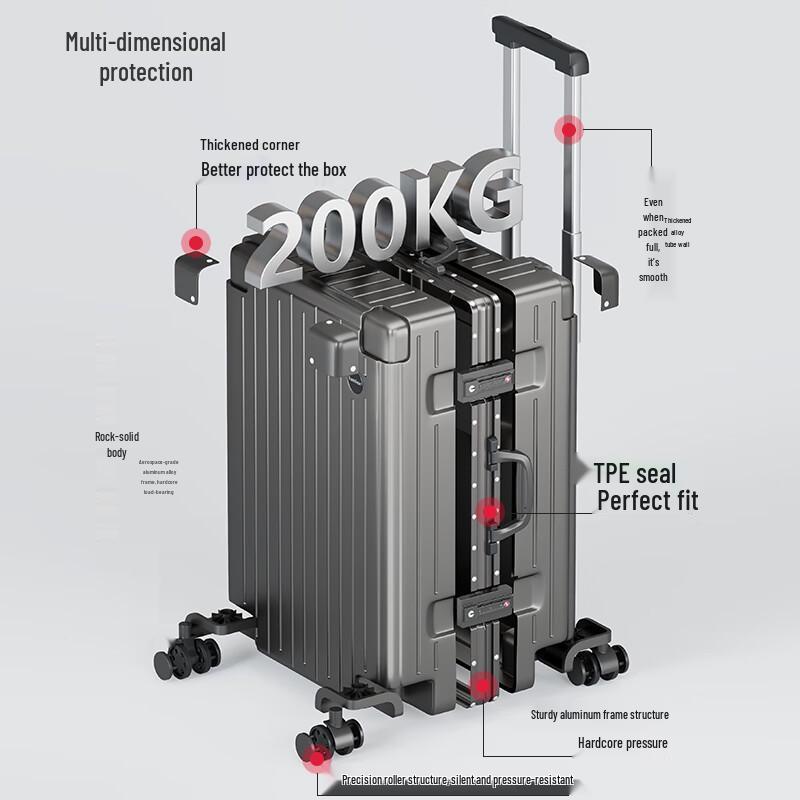 Fandiya Unisex Aluminum Frame Hardshell Spinner Luggage 24 inch