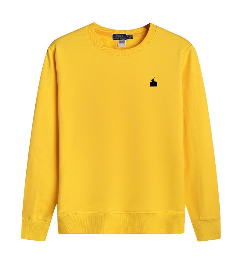 Casual Autumn American Style Pure Cotton Long Sleeve Polo Hoodie with Embroidered Horse Design