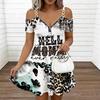 Women Shoulder Strap Plus Size Dress Elegant Floral Printed Loose Summer Vacation Dress