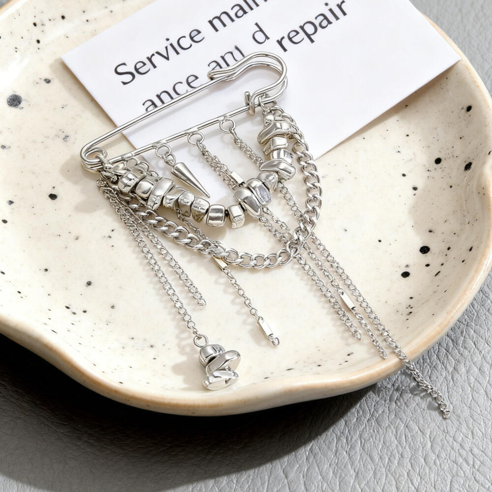 Vintage Irregular CCB Tassel Chain Brooch Niche Design Multi-Functional Pants Chain Charm Versatile Jewelry Accessory for Women