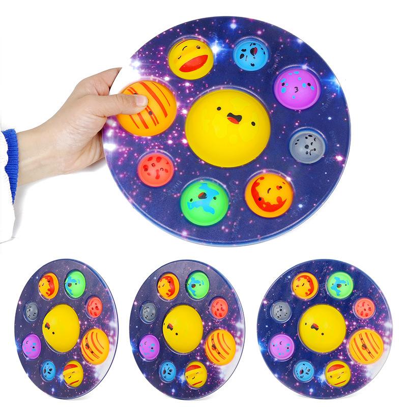 Topmix Eight Planets Dimple Push Bubble Fidget Toys Baby Sensory Autism Needs Squishy Stress Reliever Toys For Kids For Children Gift