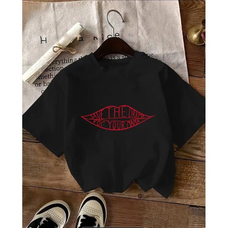 Western Style New Fashion Casual Loose Print Letters Short sleeve T-shirt Top Printed T-shirt Top