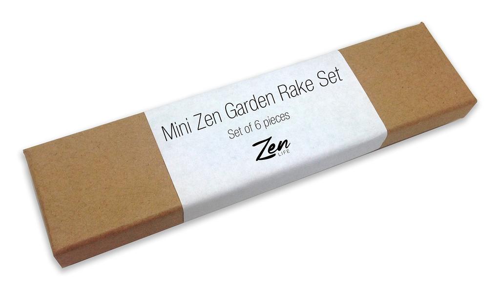 Mini Zen Garden Tool Rake Set, 6 Pieces, Rakes, Drawing Stylus, Sand Smoothing Push Rake
