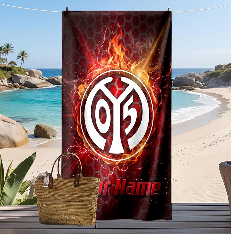 Mainz 05 Personalized Printed Beach Towel Soccer Logo Support Custom Name Text Absorbent Towel For Sport Travel Special Gift