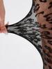 1 Par de Medias Negras con Estampado de Leopardo y Corte para Mujer, Transparentes, Ajustadas, Estilo Retro, para el Trabajo/Té/Cita con Amigas, Fiesta de Halloween/Reunión de Navidad
