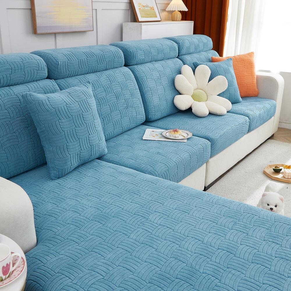 Jacquard Sofa Seat Cover Cushion Strech Warm Seat Covers Solid Color Armchair Slipcover Luxury Thick Couch Covers Pet Kid