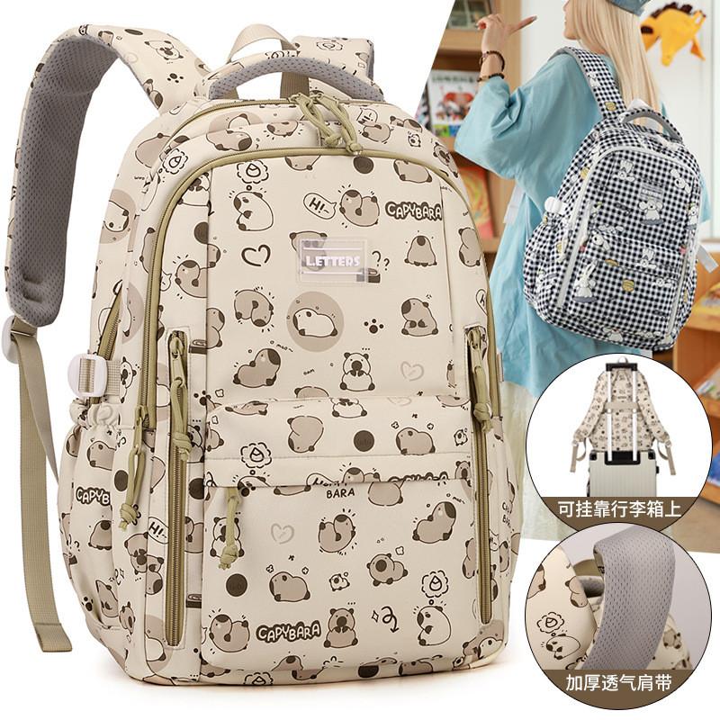 Capybara Printing Pattern Backpack For Students Large Capacity School Gift Bag