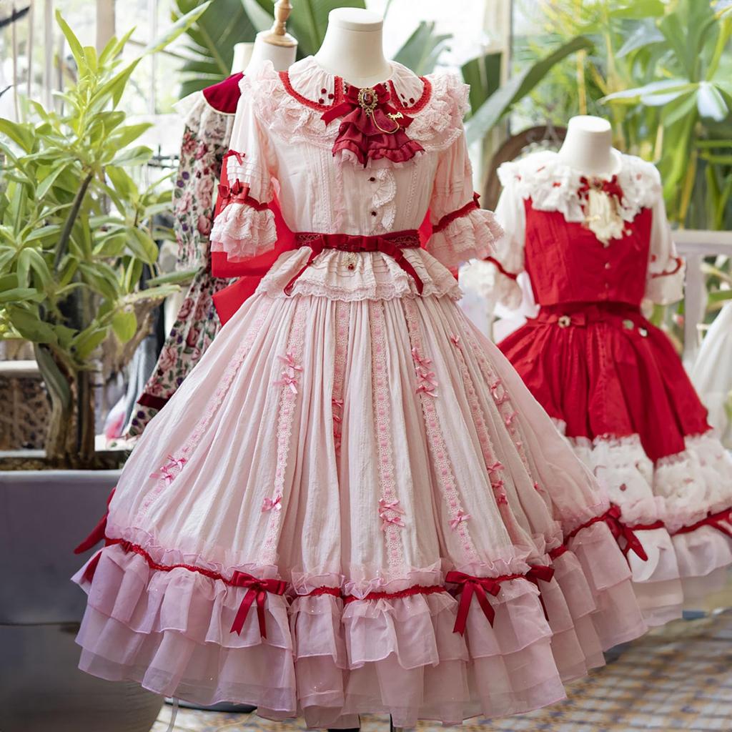 Remilia Scarlet Cosplay Dress Halloween Pink Dress [milky time] (L)