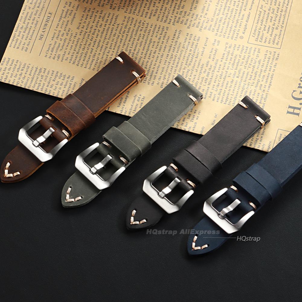 Neues Vintage Lederarmband 18mm 20mm 22mm 24mm 26mm für Panerai Armband für Samsung Watch4/5/6/7 40mm 44mm Klassisches Business-Band
