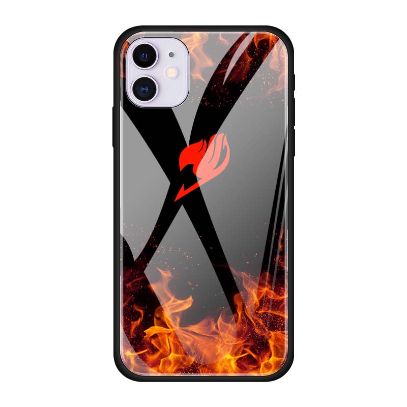 Hülle aus gehärtetem Glas für iPhone 12 Mini 11 12 Pro Max 7 8 XR SE X XS MAX 6 6s 7 8 Plus 11 Pro Fairy Tail Erza Natsu Handyhülle