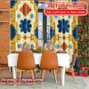 2D Flat Printing,2pcs Golden Mosque Garden Modern Curtain Modern Polyester Curtains All Seasons for Living Room, Bedroom, Office