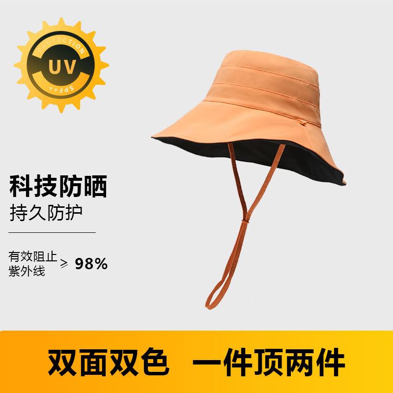 Ice silk double-sided bucket hat summer UV protection sun hat women versatile foldable sun protection hat