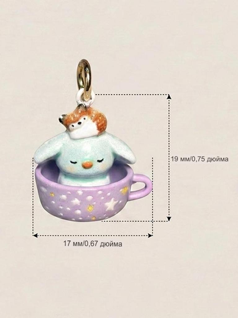 Cartoon Teacup Animal Series Pendant Necklace Cute Diy Fox Penguin Rabbit Panda Hedgehog 3D Pendant Jewelry Accessories
