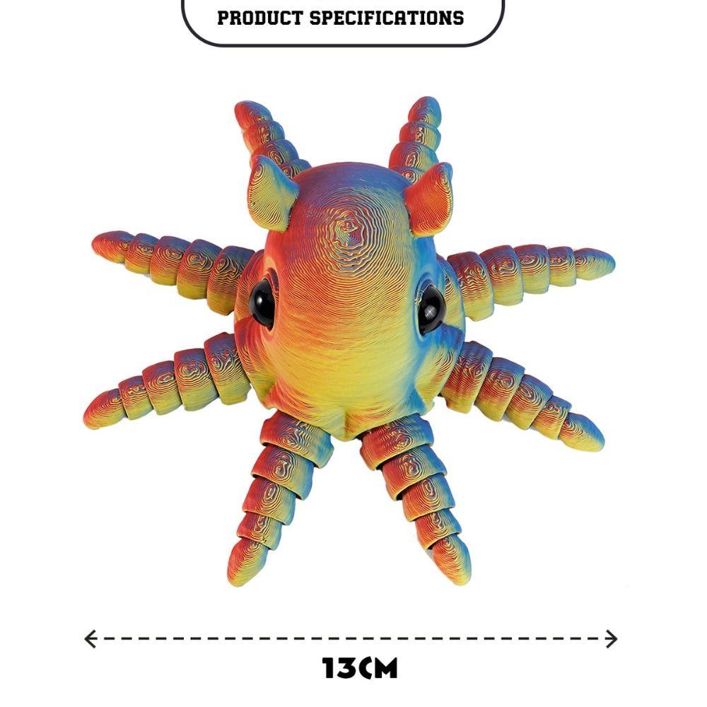 PLA Plastic 3D Printed Octopus Model Multi-jointed Movable Octopus Desktop Ornaments 7 Colors Animal Simulation Model Children's