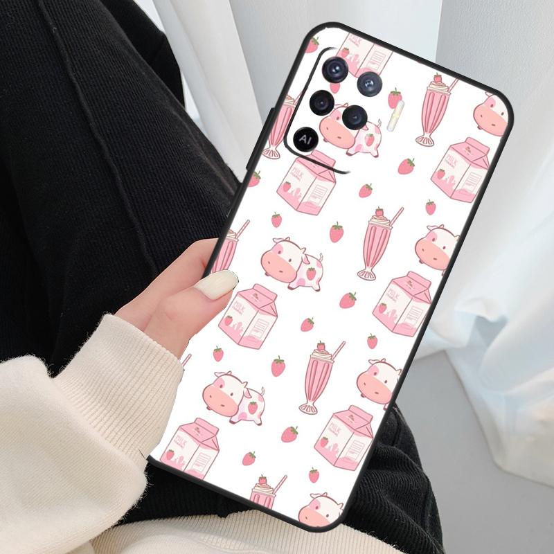 Kawaii Strawberry Milk Case For Oppo A18 A38 A58 A78 A98 A80 A60 A40 A96 A76 A16 A94 A74 A54 A15 A17 A57 A77 A5 Pro