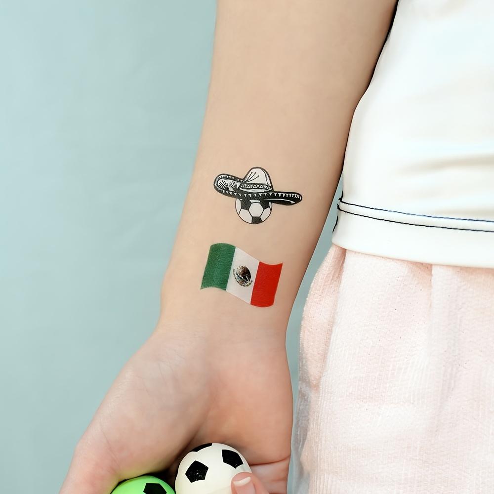 10pcs Mexico Flag Football Temporary Tattoo Stickers/Waterproof Fan Face Stickers/Sports Events Cheering Festivals And Parties Body
