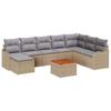 9 Piece Beige Garden Sofa Set with Cushions
