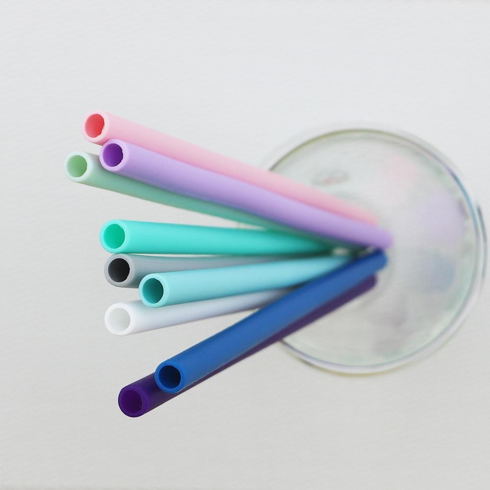 Farge Silikon Reise sugerørsett Gjenbrukbart fleksibelt sammenleggbart sugerør med rensebørstepose