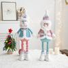 Einziehbares Weihnachtsmann Schneemann Rentier Plüschpuppen Set Blau Rosa Weihnachtsdekorationen für Schaufenster Heimparty