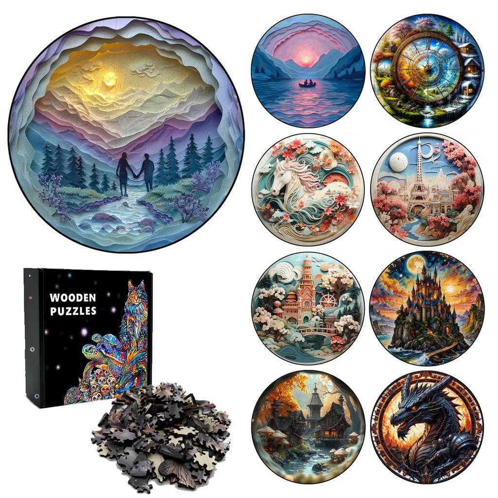 Paesaggio di Intaglio su Carta Sfida Puzzle di Legno Ideale Decorazione per la Casa Pittura Regalo Istruttivo Puzzle Attività progettato per Bambini Giocattolo