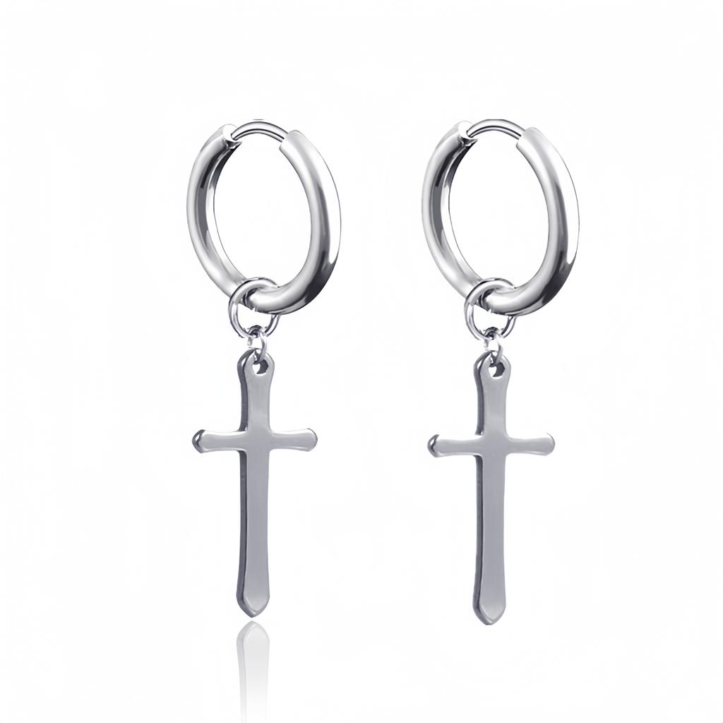 Long Hanging Crosses Leaves Pendants Hoops Woman Earrings Man Vintage Stainless Steel Hip Hop Ear Piercing Jewelry Accessories