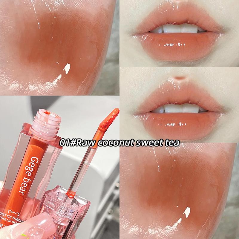 GEGE BEAR Spiegel Lip Gloss Feuchtigkeitsspendende Glas Lippenstift Lang anhaltende Farbe Lippen