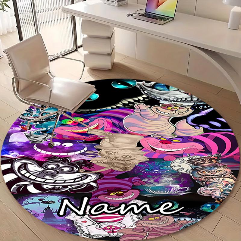 Personalized C-Cheshire cat Round Chair Office Rug - Perfect for Mat, Office Chair & More - Ideal Gift for Birthdays and Holidays