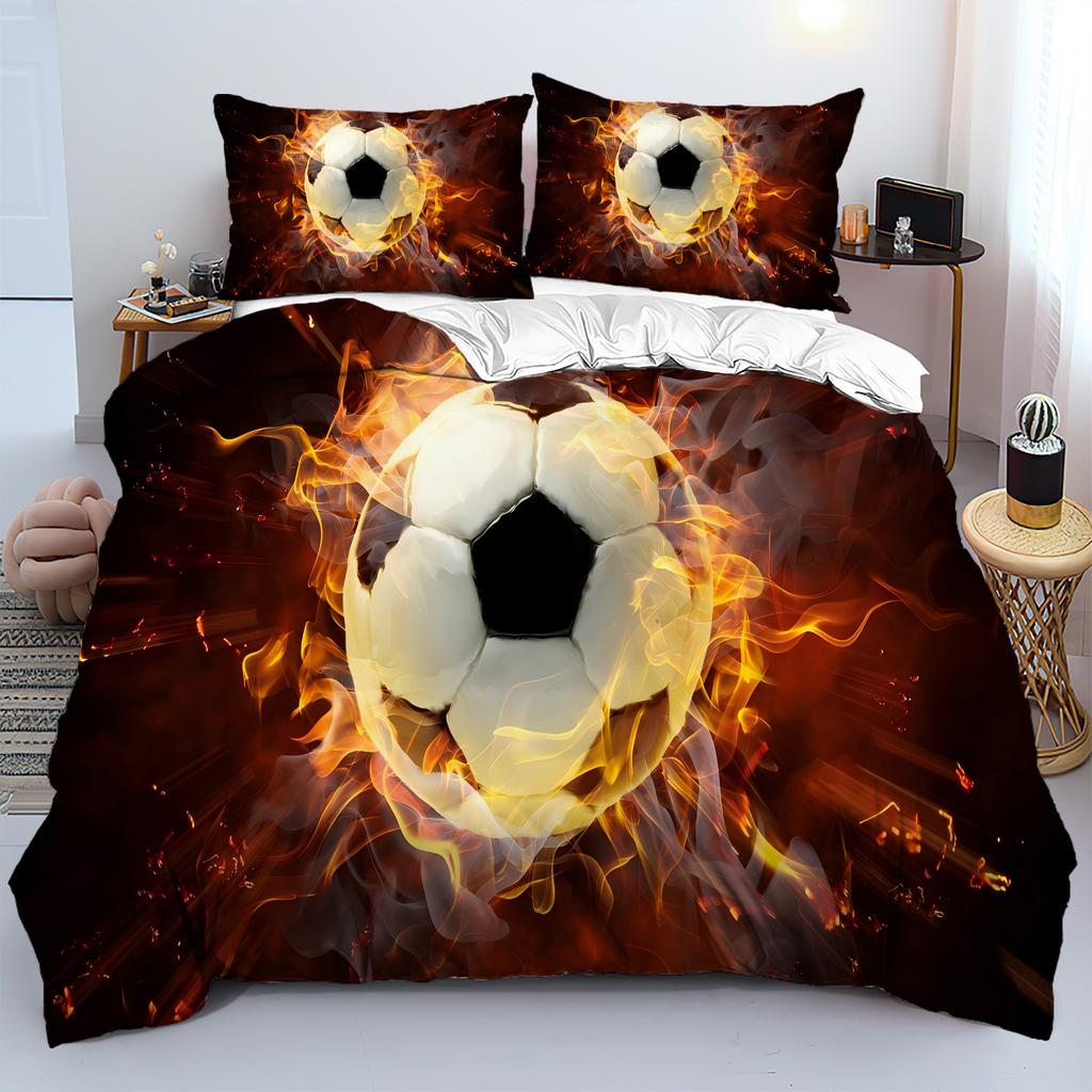 Comforter Football Impact Cement Wall Hexagonal Impact Crush Print 3D Visual Effects Style Polyester Comfortable