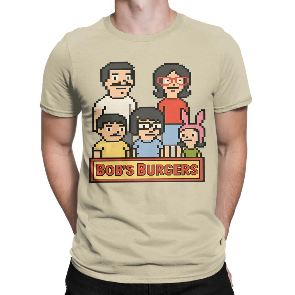 Bobs Burgers 8-Bit Pixel Art  T Shirts Men Women's 100% Cotton Novelty T-Shirts O Neck  Tee Shirt Short Sleeve Clothes Gift Idea