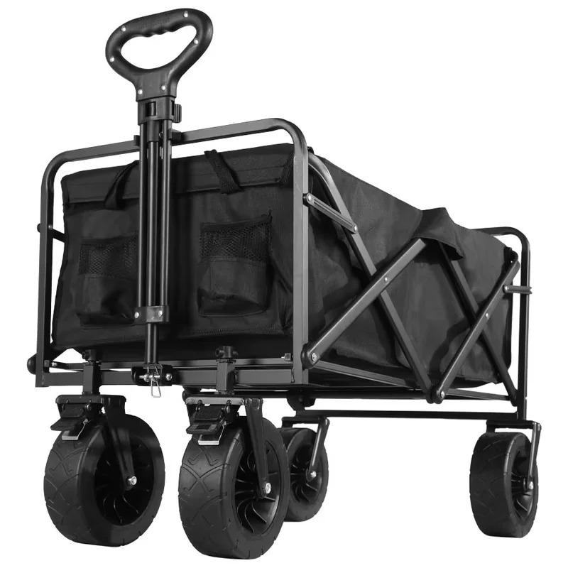 Wagon Outdoors Trolley Portable Garden Camping Cart Heavy Duty Large Capacity Fold Wagon Collapsible Folding Utility Beach Cart