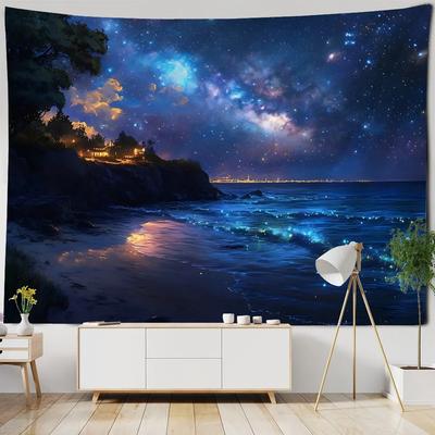 Sea Starry Sky Tapestry Wall Hanging Aurora Home Decoration Background Cloth Bedroom Living Room Dormitory Hanging Paintings