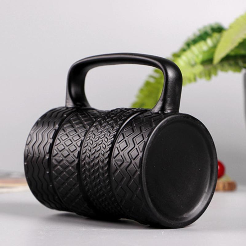 Creative Coffee Mug Large Capacity Ceramic Cup Personality Tire Shaped Cup Novelty Tea Milk Mug Breakfast Cup For Birthday Gif