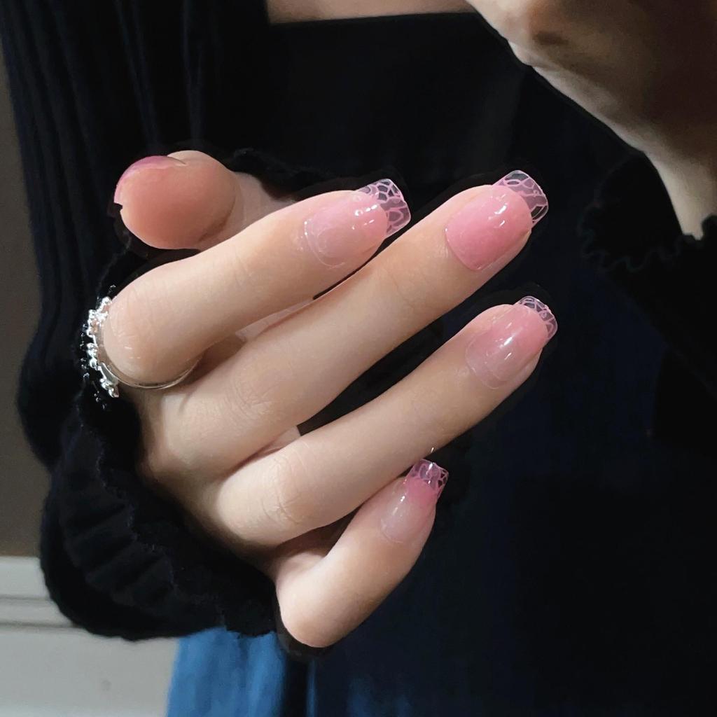 French Minimalist Transparent Rose Press-On Nails - Pure Desire Niche Nail Art Stickers