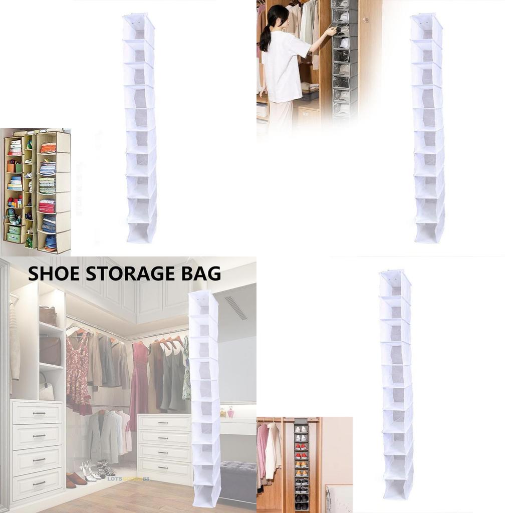Modern Minimalist Non-woven Fabric 10 Tier Hanging Storage Bag For Bedroom Closet