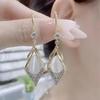Elegant 2022 Rhinestone Cat Eye Geometric Earrings for Women - Japanese & Korean Design Rhombus Dangles