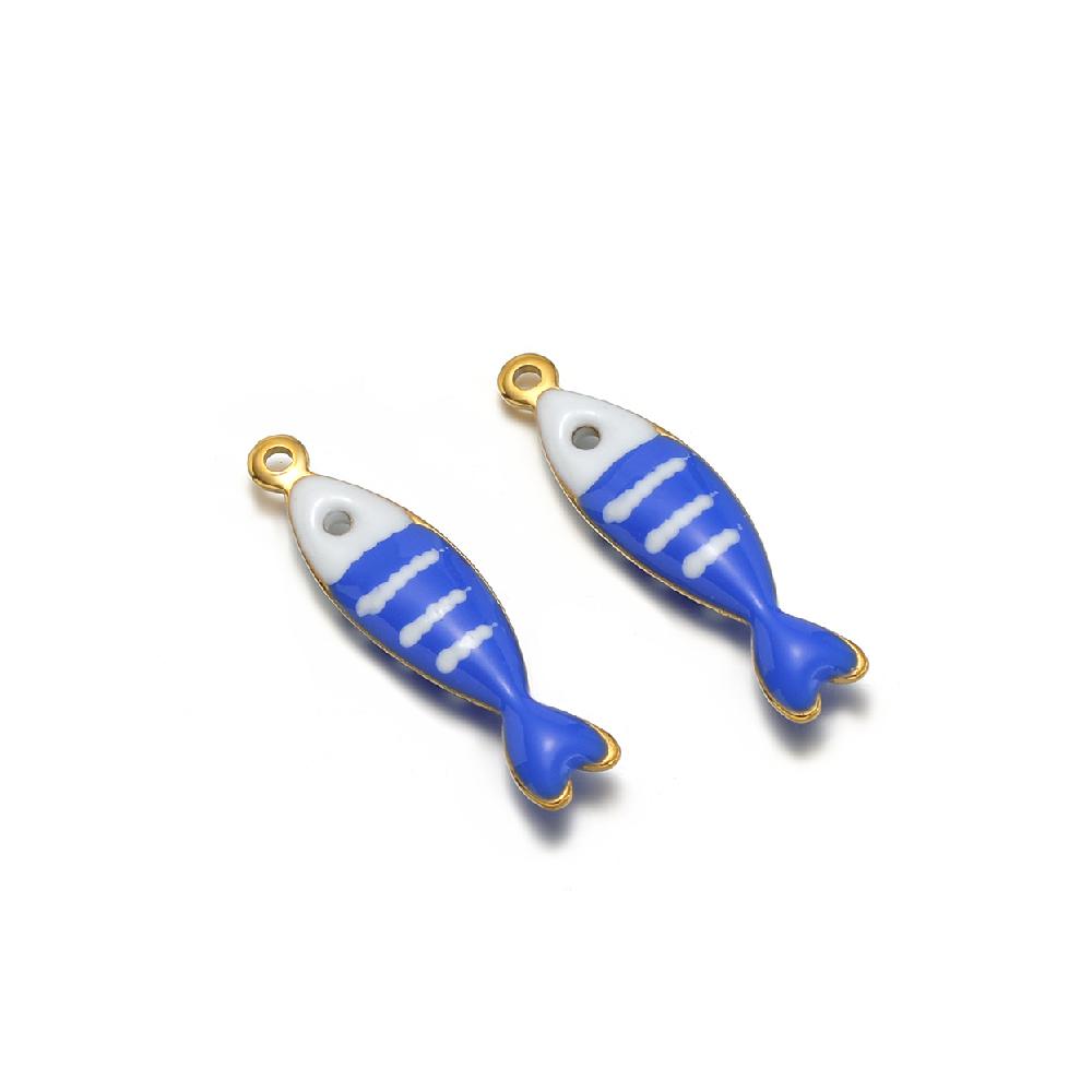 20pcs Stainless Steel Gold Color Enamel Little Fish Charms Pendants for DIY Jewelry Bracelet Necklace Findings Earrings Making