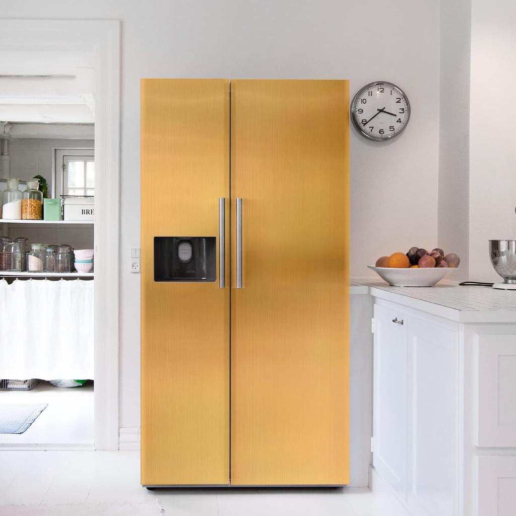 Metal Style Wallpaper Decorative Peel and Stick Film Brushed Silver/Gold Contact Paper PVC Waterproof House Appliance DIY Decal