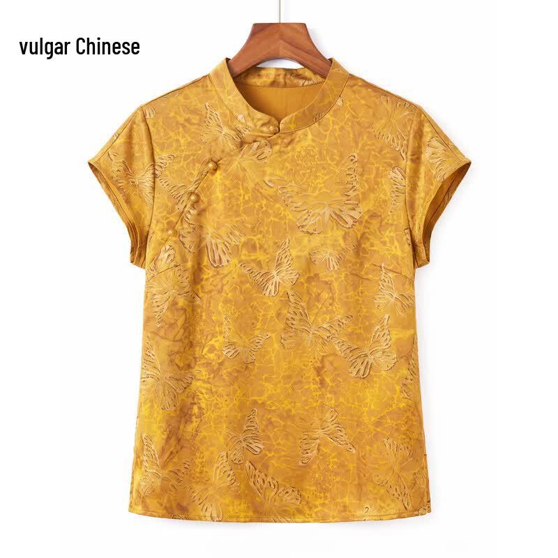 Elegant Chinese Style Summer Short Sleeve T-Shirt 2XL