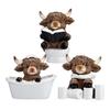 3 Pcs Highland Cow Figurines Bathroom Highland Cow Gnomes Bath Scottish Resin Statue Calf Lovers Gifts for Home Garden Kitchen Office