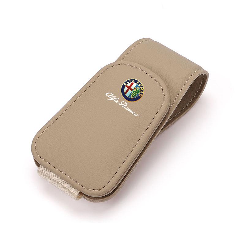 

2026 Hot Alfa Romeo Leather Car Glasses Clip Sunglasses Box Sun Visor Eyeglasses Card Ticket Holder For Alfa Romeo 4C 159 166 Sp