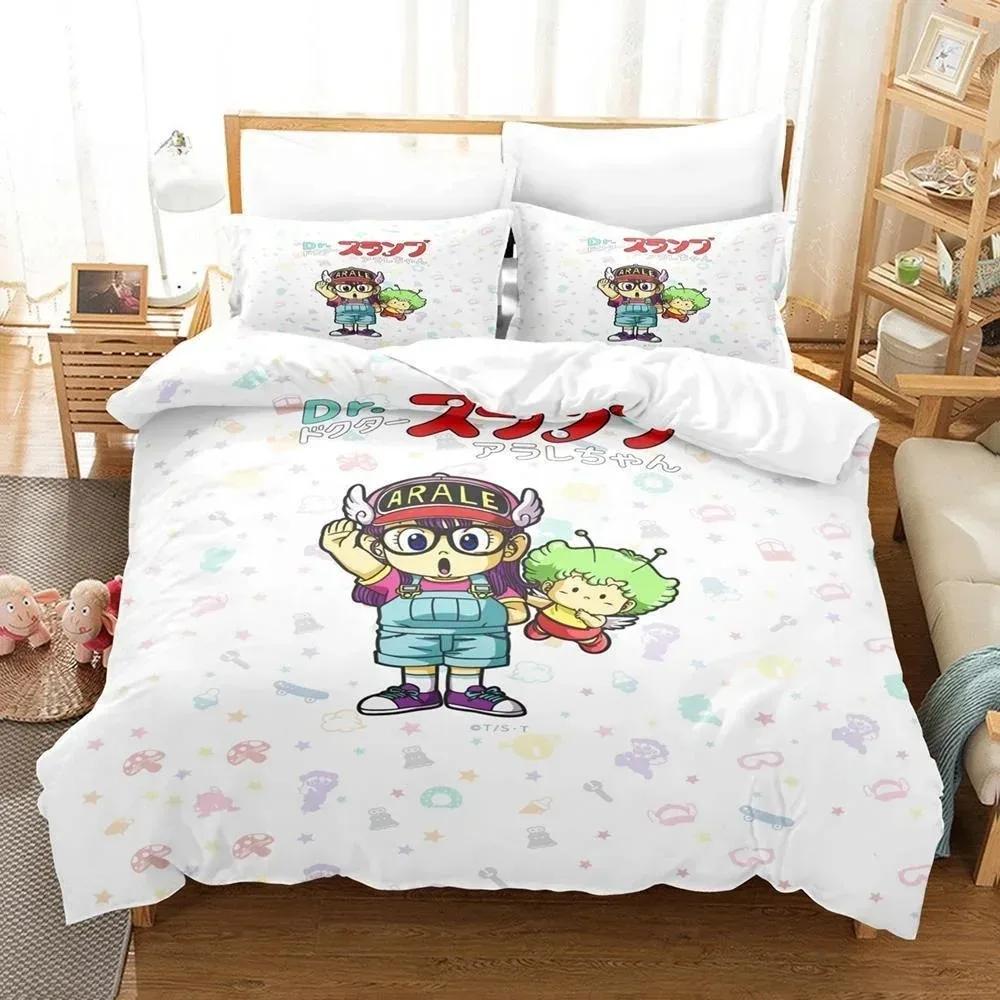 3D Cartoons Bed Sheet Set Kawaii Arale Bedding Set Single Twin Full Queen King Size Bed Set Adult Kid Bedroom Duvet Cover Sets