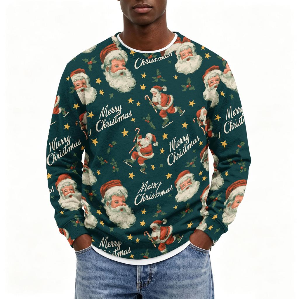 Men's Christmas Neck Pullover Sweatshirt