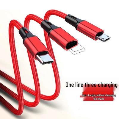 Geflochtenes 3-in-1 Schnellladekabel für Apple-, Android- und Typ-C-Geräte