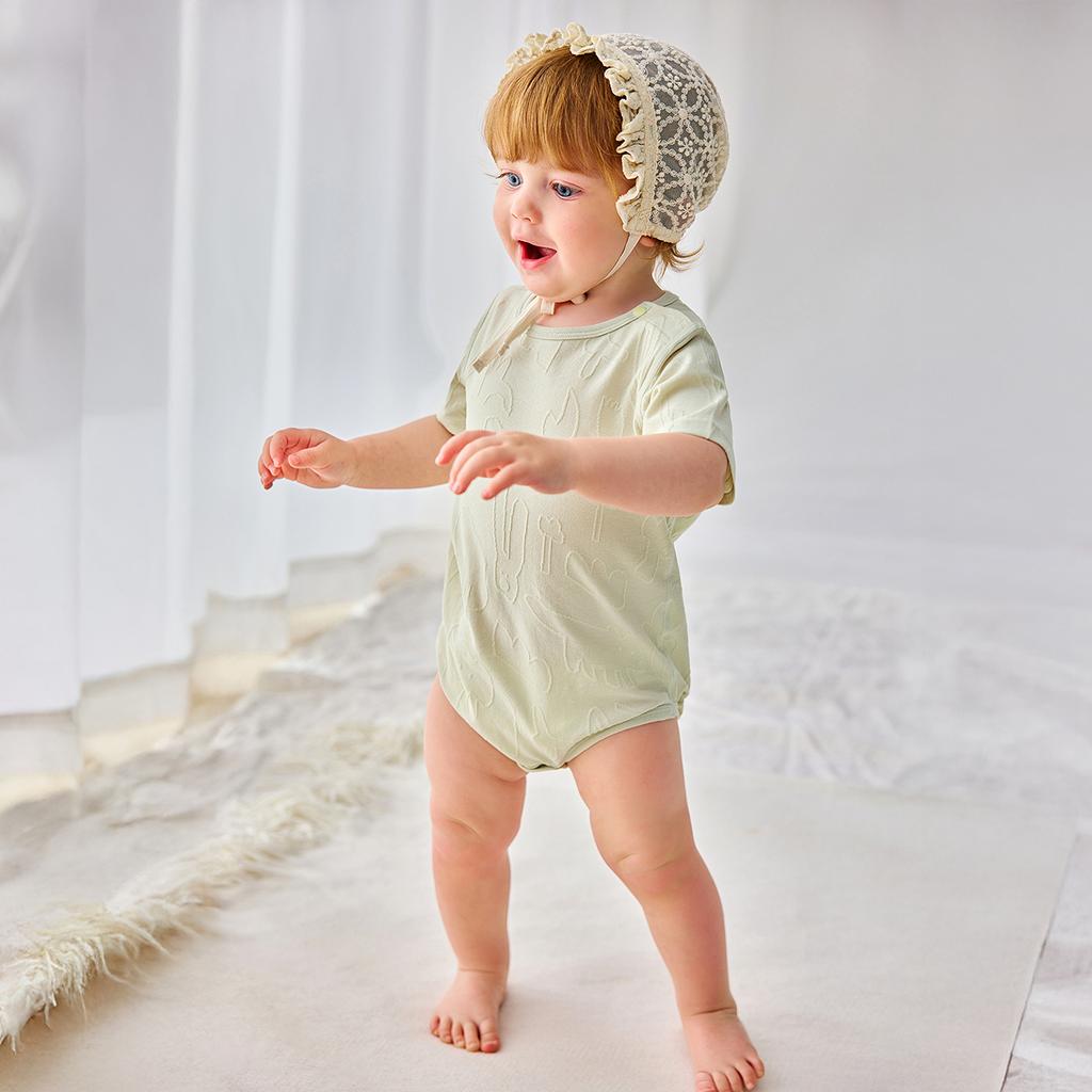 Mini Balabala Baby Clothes, Baby Jumpsuit, Skin Friendly, Breathable, Animal Jacquard Triangle Bag Fart Clothes, Summer