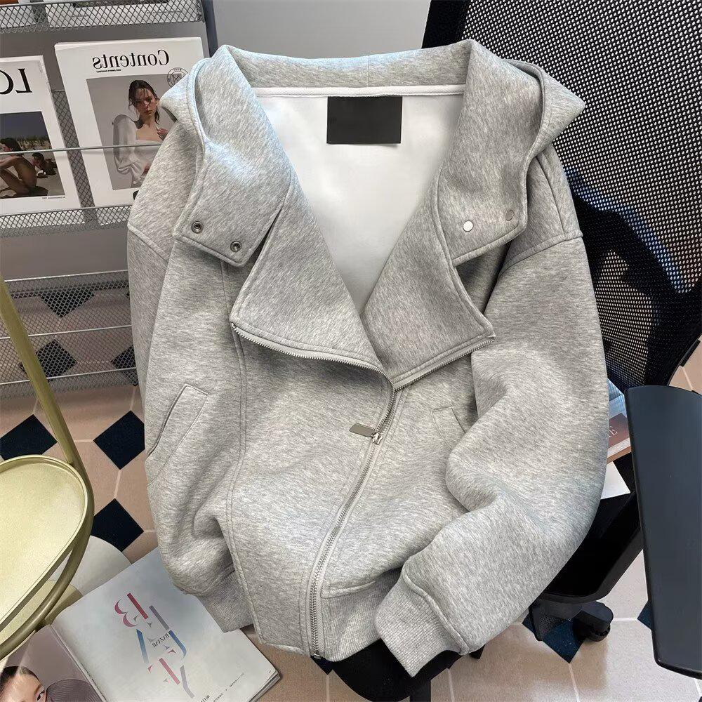 

Мужской модный кардиган-толстовка с капюшоном - Весенне-осенняя повседневная куртка-пальто свободного кроя на молнии XL светло-серый