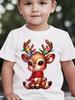 Kids Boys Girls Parent Child Matching Tee Christmas Cute Reindeer Xmas Lights Graphic Print Short Sleeve Crew Neck Soft Tee