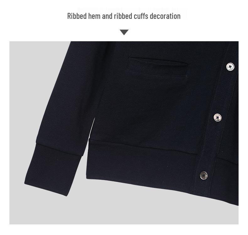 Unisex College Style Cotton Yarn-Dyed Casual Cardigan Jacket