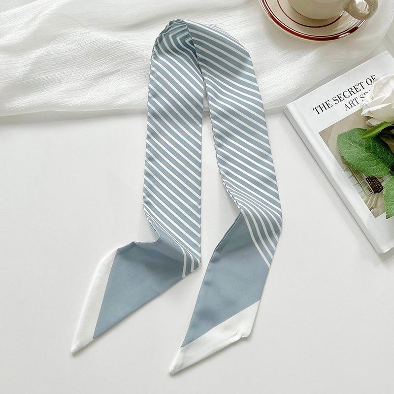 6x80CM Long Silk Scarf For Women Spring And Summer Black Striped Headband Packaging Scarf Headband Drift Scarf